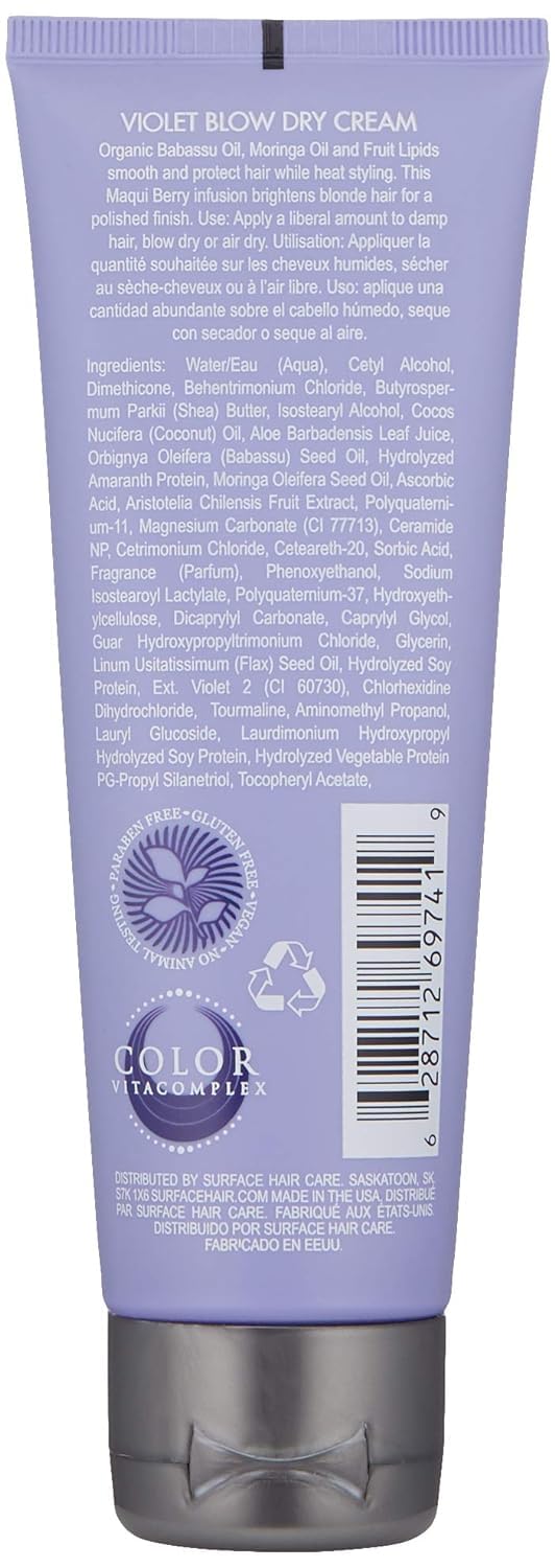 Surface Hair - Pure Blonde Violet Blow Dry Cream - Tones, Brightens & Protects Hair - 4 fl oz Beauty & Personal Care SURFACE