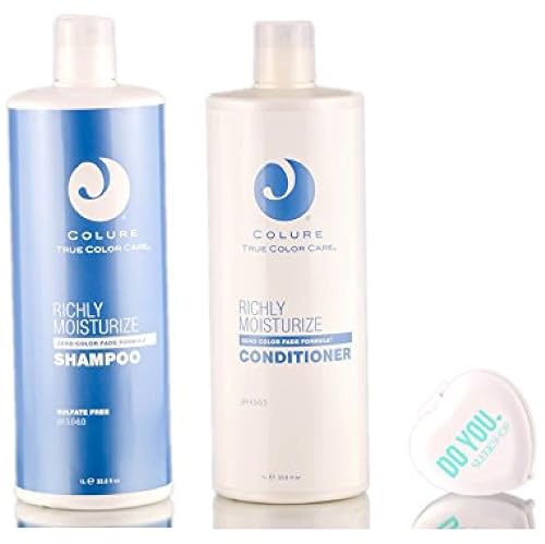 Colure True Color Care Richly Moisturize Shampoo & Conditioner DUO Set (with Sleek Compact Mirror) (33.8 oz Liter Large Kit) Beauty & Personal Care COLURE