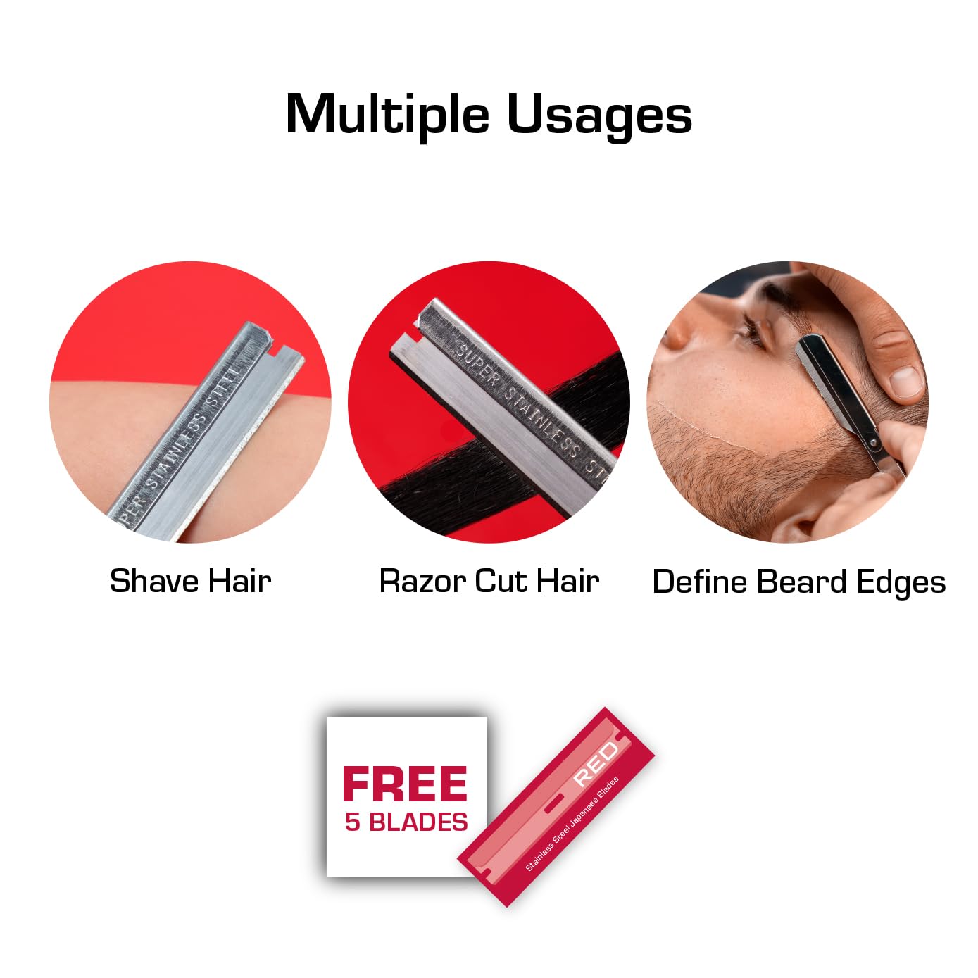 RED by Kiss Stainless Steel Hair Shaper, Shaving Razor Blades Edge Trimmer for Men, Silver, Classic Style Beauty and Personal Care Red by Kiss