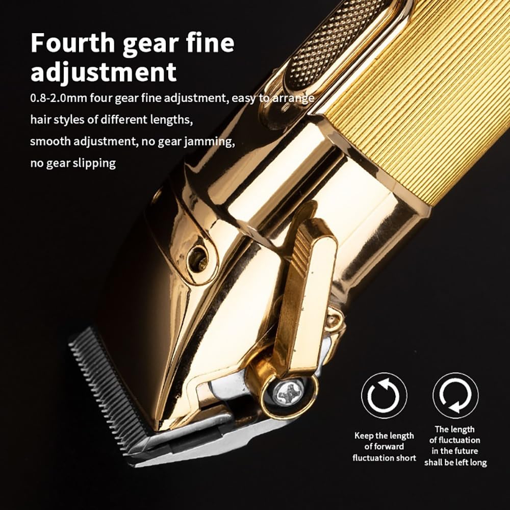 GLESVOWIO Hair Cutting Tool Oil Head Professional Clipper Electric Push Scissor LCD Adjustable Knife Distance Trimmer for Men Haircut Machine(Gold) Beauty and Personal Care GLESVOWIO