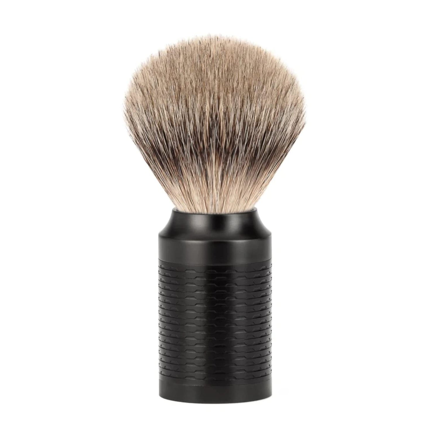 MHLE ROCCA Jet Black Stainless Steel 3-Piece Shaving Set - Silvertip Badger Brush, Safety Razor & Stand Men's Grooming, Modern, Masculine, Elegant Beauty and Personal Care MÜHLE