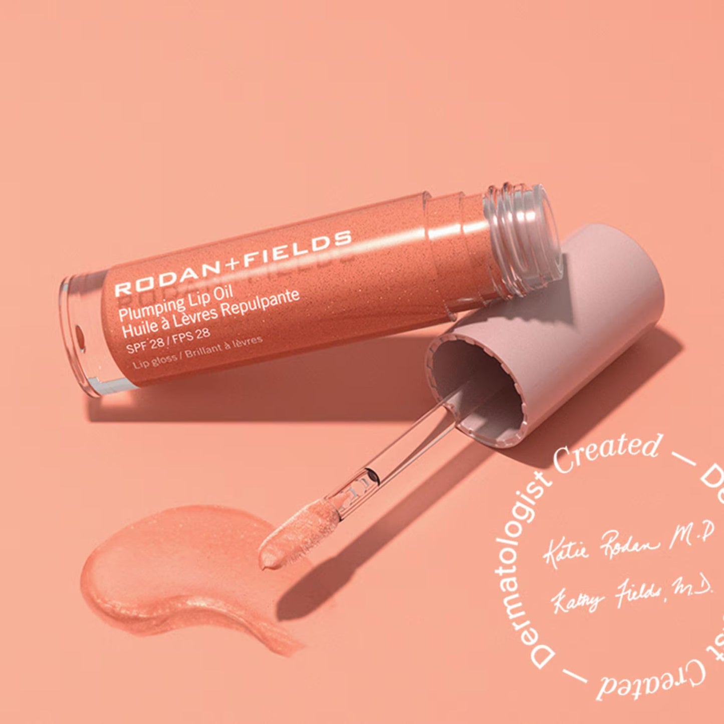 RODAN + FIELDS Plumping Lip Oil SPF 28 - 5 mL - Peach - Tinted Lip Treatment with Peptides, Hyaluronic Acid & Sunscreen Filters - Hydrates, Defines Beauty and Personal Care RODAN + FIELDS