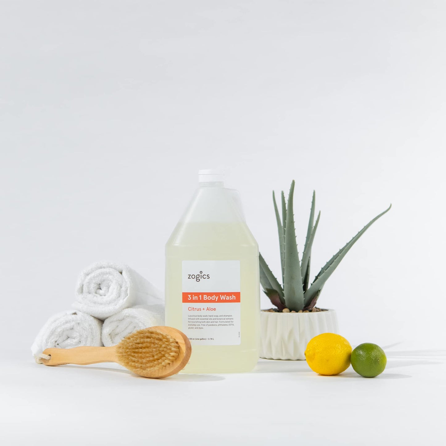 Zogics 3-in-1 Body Wash - Body Soap, Shampoo, and Hand Soap Liquid Refill All-in-One, Hydrating Plant-Based Formula, Refreshing Citrus + Aloe Scent (1 Beauty & Personal Care Zogics