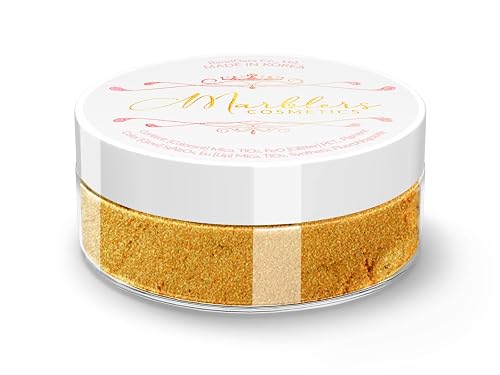 MARBLERS Fine Synthetic Mica Powder [Flex Gold] 0.11oz (3g) | Highly Pigmented | Non-Toxic, Vegan, Cruelty-Free | Lip Gloss, Lipstick, Bath Bomb, Nail Beauty & Personal Care MARBLERS