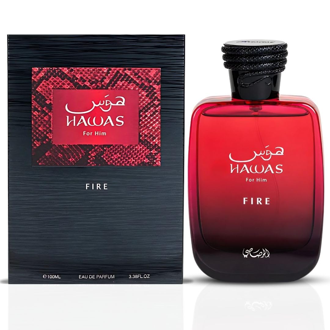 RASASI Hawas Fire Eau De Parfum Spray 100ML(3.4 Oz) - Bold Long Lasting Arabian Perfume For Men With A Fiery Essence - Indulge In A Luxurious Perfume Beauty & Personal Care RASASI