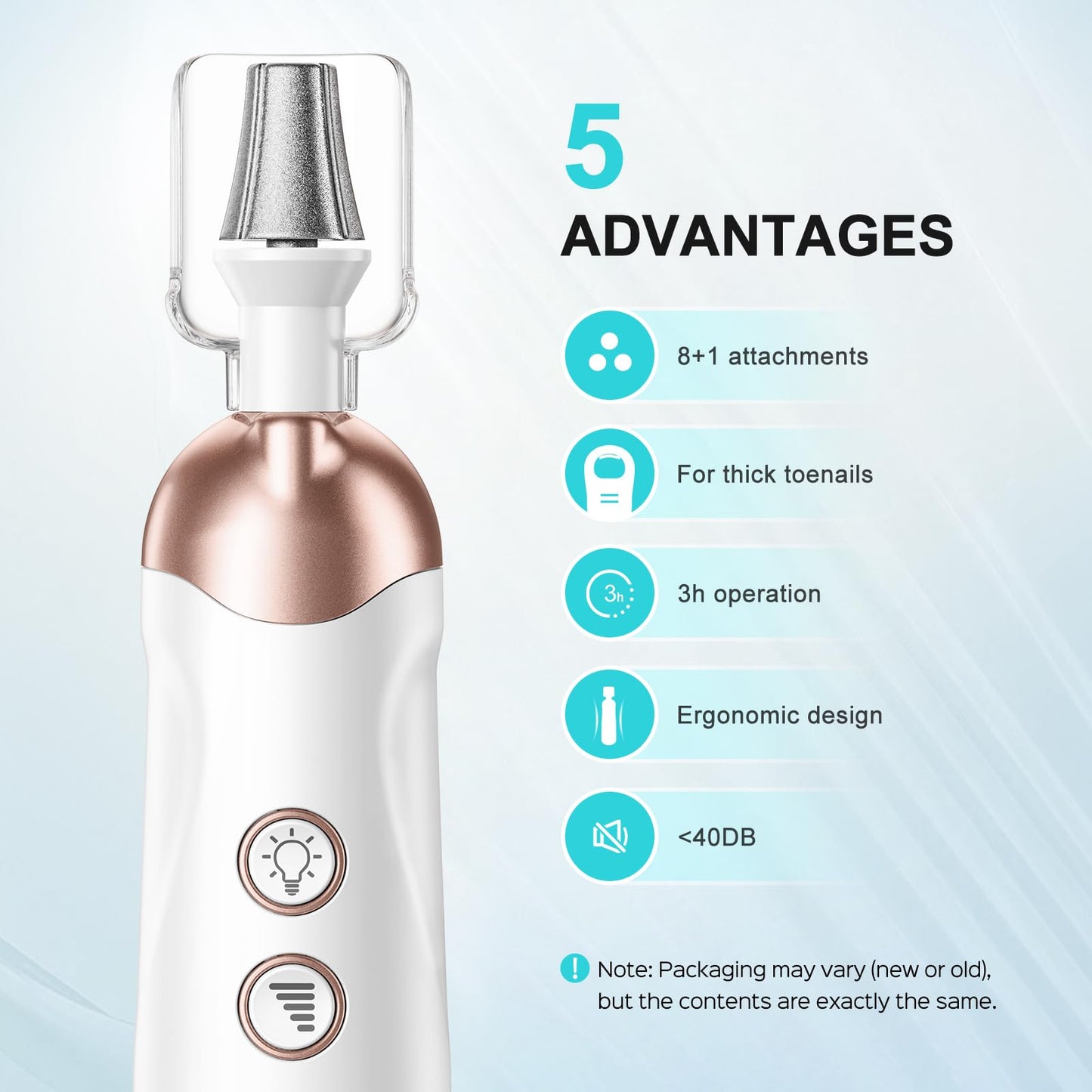 COSLUS C43 Professional Manicure Pedicure Kit, 5-in-1 Electric Nail File for Toenail Hand Feet, Basic & Thick Nails Care, Cordless, 5 Speeds, for Men Beauty and Personal Care COSLUS