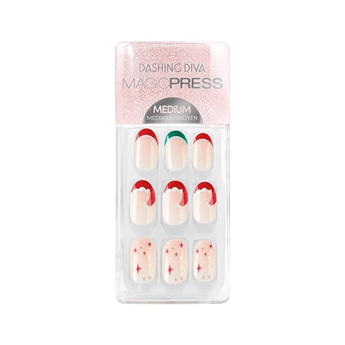 Dashing Diva Magic Press Nails - Naughty Or Nice | Medium, Coffin Shaped Press On Nails | Long Lasting Stick On Gel Nails | Lasts Up to 7 Days | Beauty & Personal Care Dashing Diva