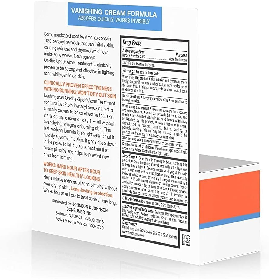 Neutrogena On-The-Spot Acne Treatment Vanishing Cream Formula 0.75 oz (Pack of 5) Beauty & Personal Care Neutrogena