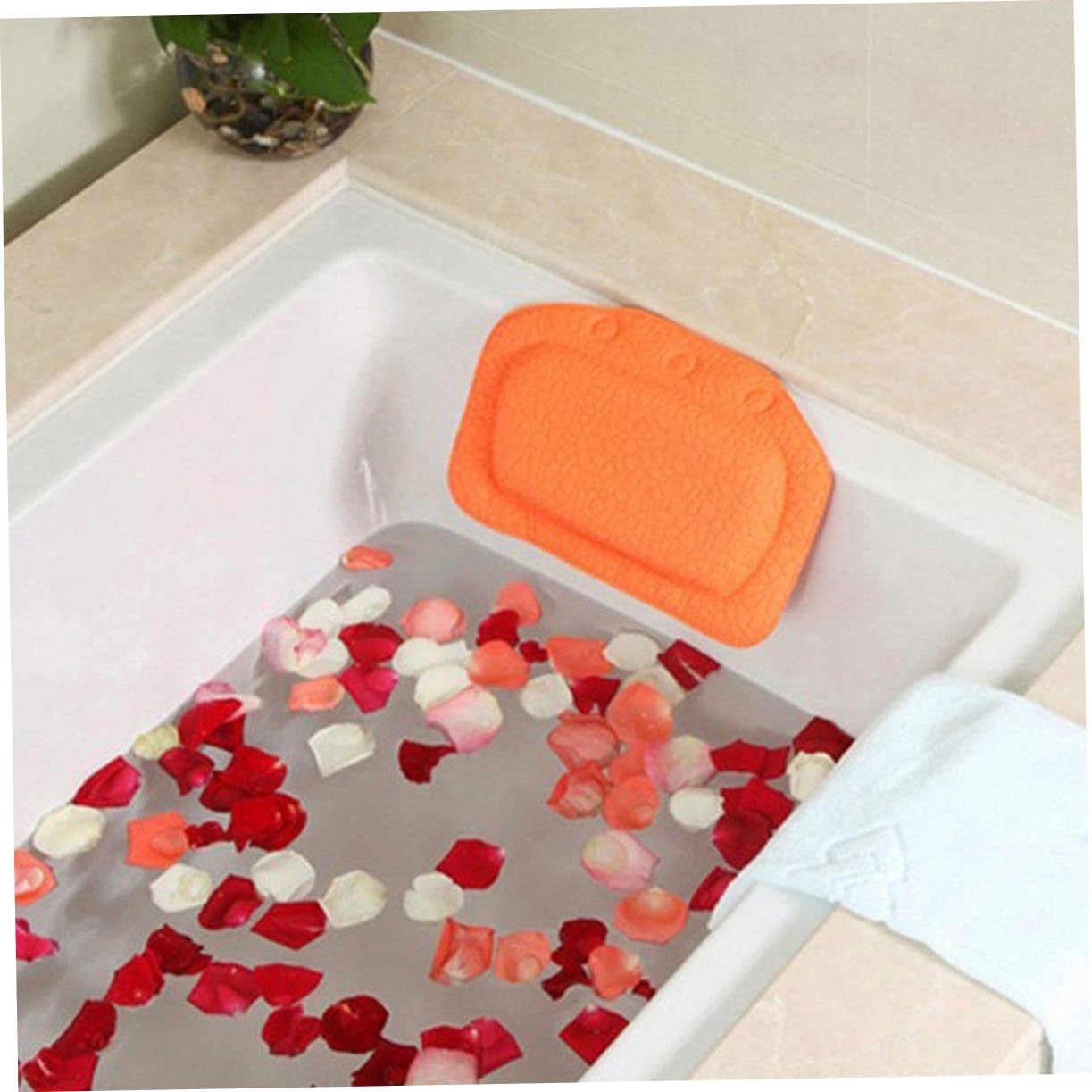 Angoily Bath Pillow with Suction Cups Bathtub Pillow Headrest Sponge Cushion for Head and Neck Support Waterproof Lightweight Washable Spa Accessory Beauty and Personal Care Angoily