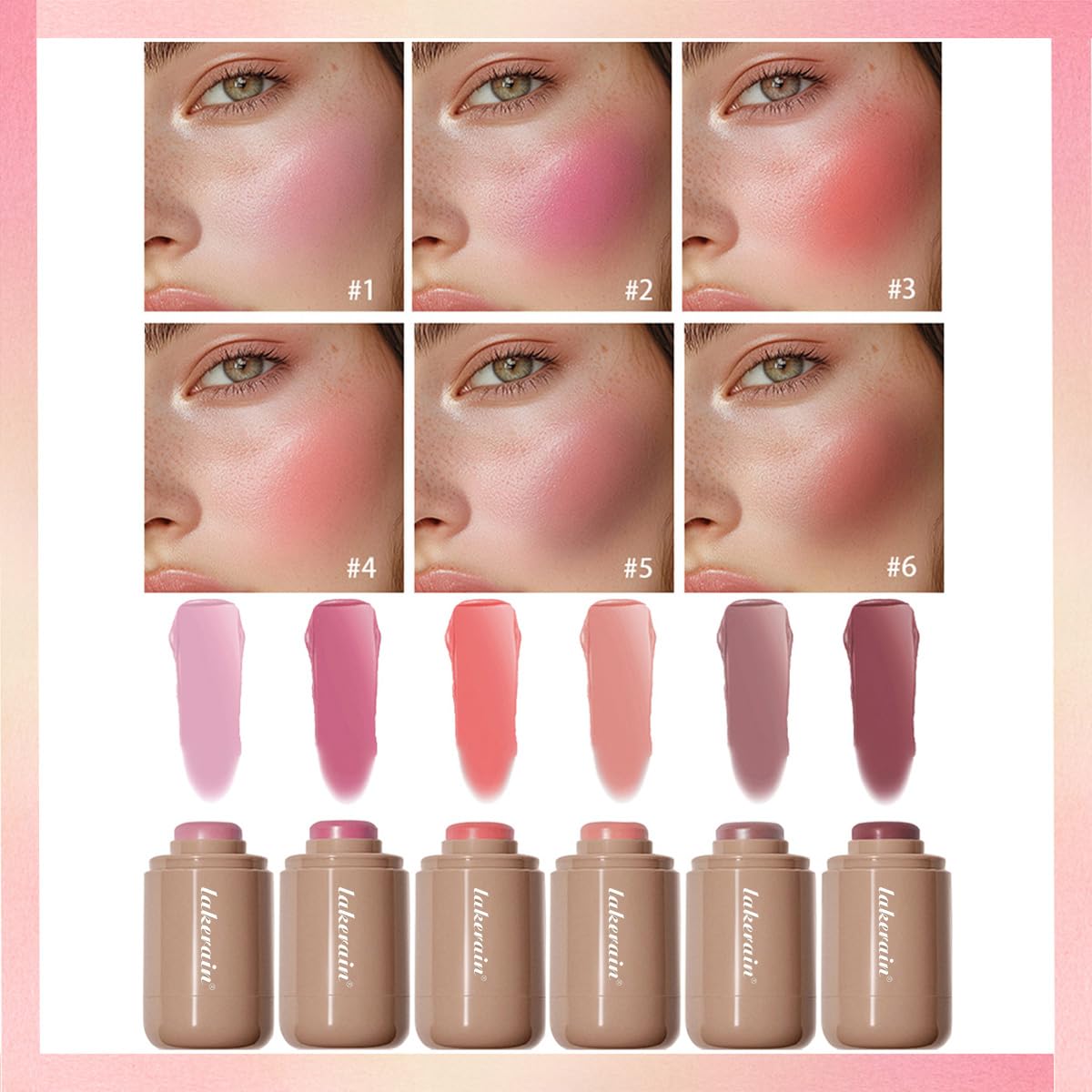 Cream Blush stick, Natural-Looking Matte Finish Makeup Blush stick, Hydrating Long Lasting Lightweight Blendable Blush for cheeks (#3 Bright Coral, 1 Beauty and Personal Care SHEEYOON