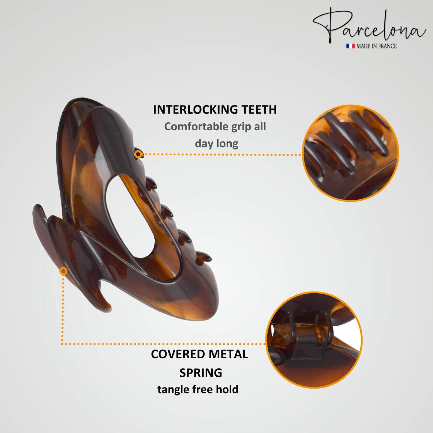 Parcelona French Ovale Medium 3.5 Inch Tortoise Shell Brown Celluloid Covered Spring Hair Claw Clip Clamp for Women Beauty & Personal Care Parcelona