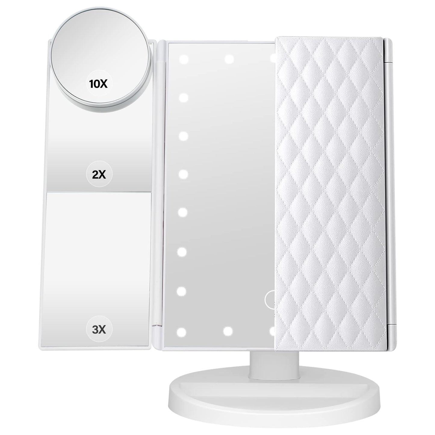 DenCert Makeup Mirror Vanity Mirror with Lights 1X 2X 3X 10X Magnification, Lighted Makeup Mirror, Touch Control, Tri-Fold Portable LED Makeup Vanity Beauty & Personal Care DenCert