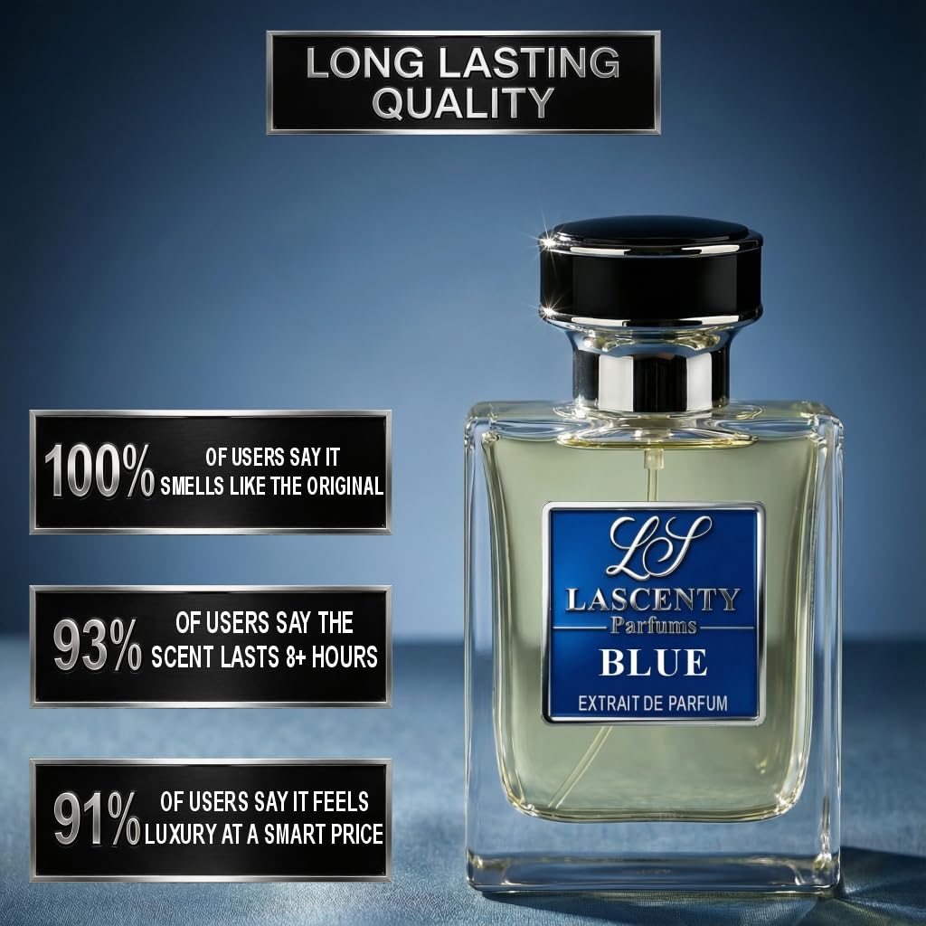 LaScenty BLUE Cologne Inspired by BLEU DE Chnl for Men (1.7oz / 50ml) | Extrait de Parfum | Long-Lasting Fresh Woody Aromatic Scent | Signature Bold Beauty & Personal Care LaScenty