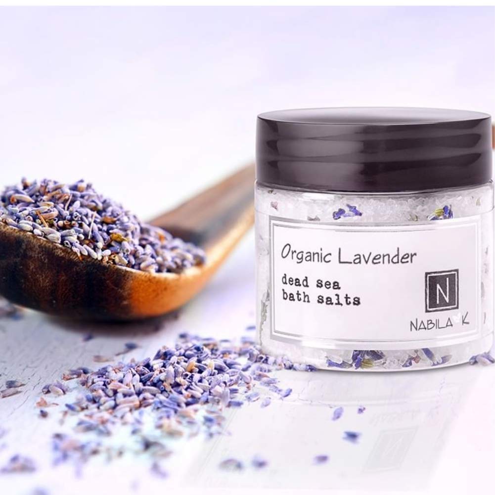 Organic Lavender Bath Salts for Women & Men - Dead Sea Salt & Epsom Salt Relaxing Soak and Scrub - Organic Buds & French Lavender Oil, Cruelty-Free Beauty and Personal Care Nabila K