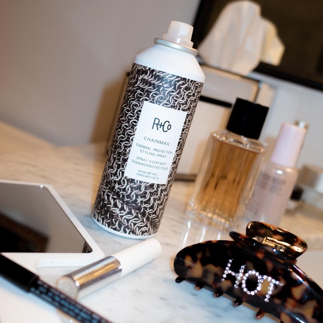 R+Co Chainmail Heat Protection Spray For Hair | Thermal Protection + Flexible Hold + Silky Shine | Vegan + Cruelty-Free | 5 Oz Beauty & Personal Care R+Co