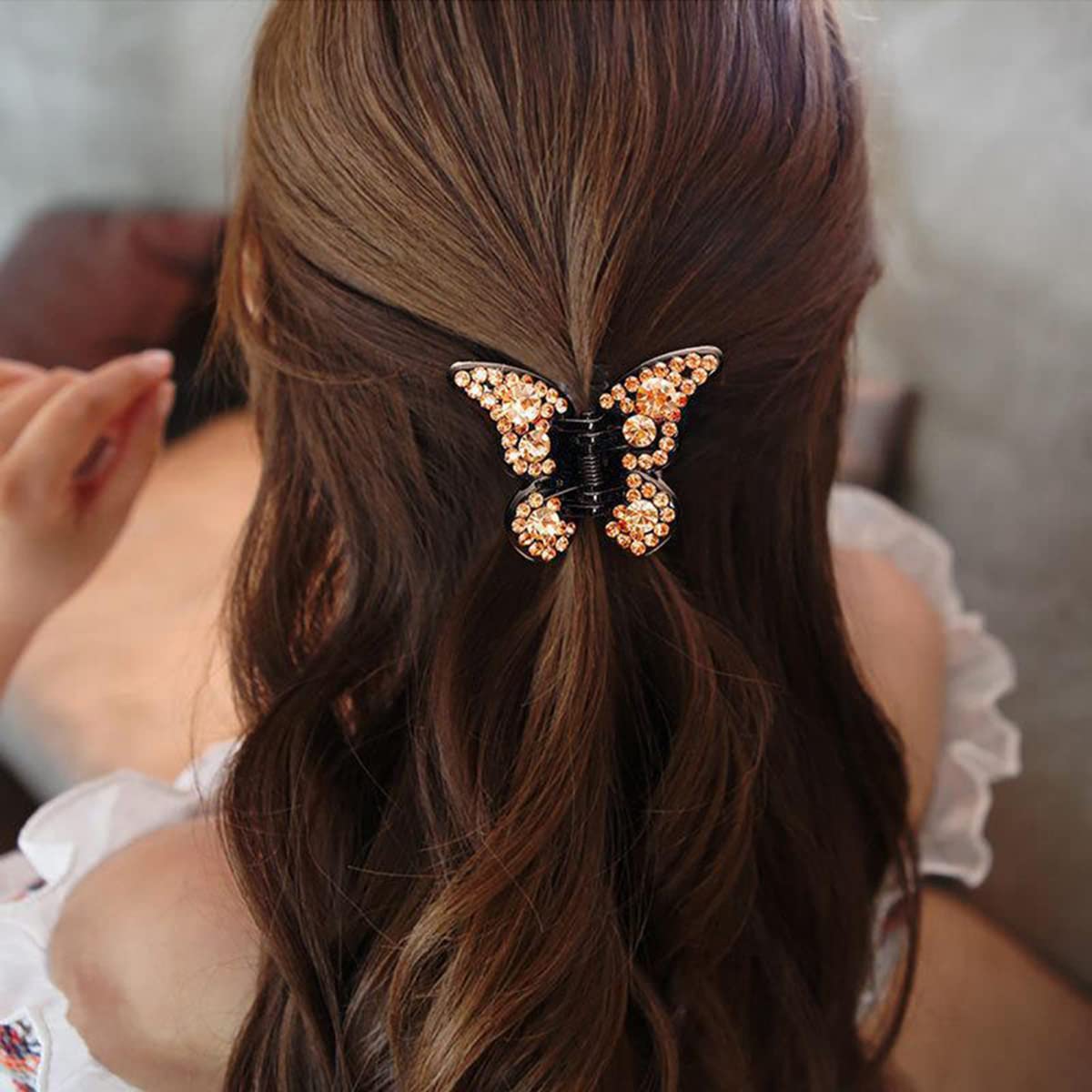 Yusier 4PCS Butterfly Rhinestone Claw Clips Elegant Rhinestone Hair Accessories for Women Black Butterfly Hair Clip Crystal Rhinestone Decorative Hair Beauty & Personal Care Yusier