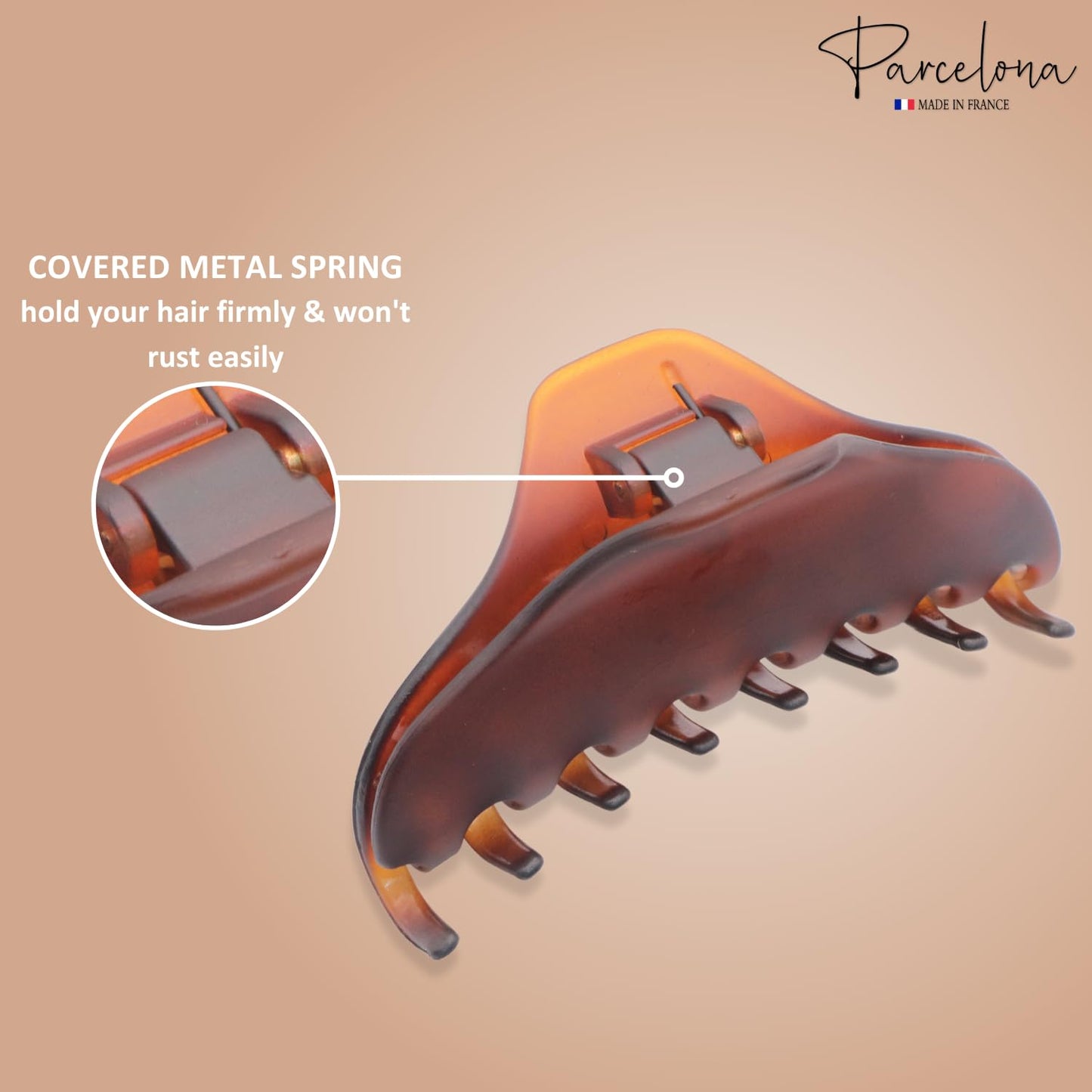 Parcelona French Skinny Boss Medium Dark Brown Shell Matte Finish Covered Spring Jaw Hair Claw Clip Clutcher Clamp - 3.5 Inches Beauty & Personal Care Parcelona