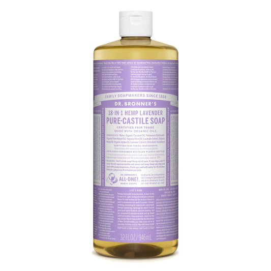 Dr. Bronner's - Pure-Castile Liquid Soap (Lavender, 32 Ounce) - Made with Organic Oils, 18-in-1 Uses: Face, Body, Hair, Laundry, Pets and Dishes Beauty & Personal Care Dr. Bronner's