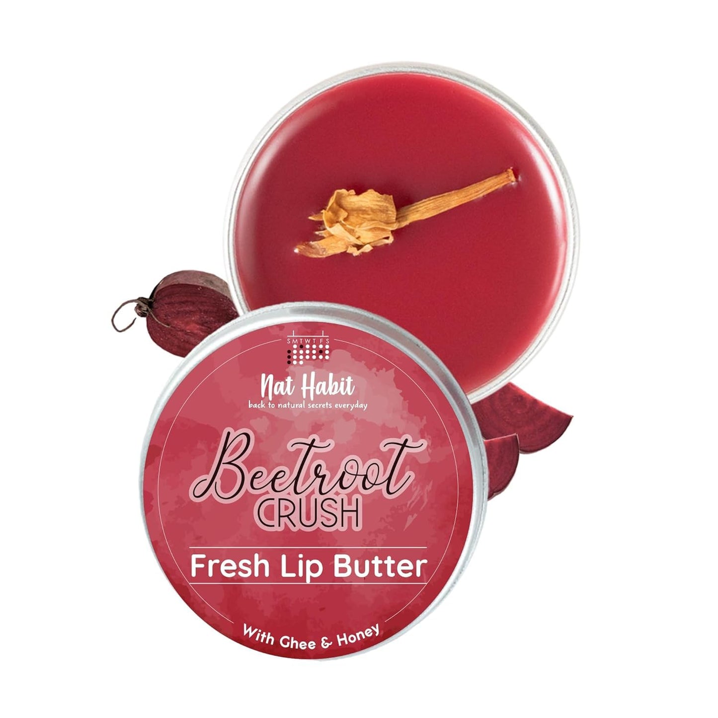 Nat-Habit's Lip Balm Beetroot Crush, 10g Lip Butter with Desi Ghee and Raw Honey, Natural Pink Lips, Pack of 2 Beauty and Personal Care Metrey Herbotech