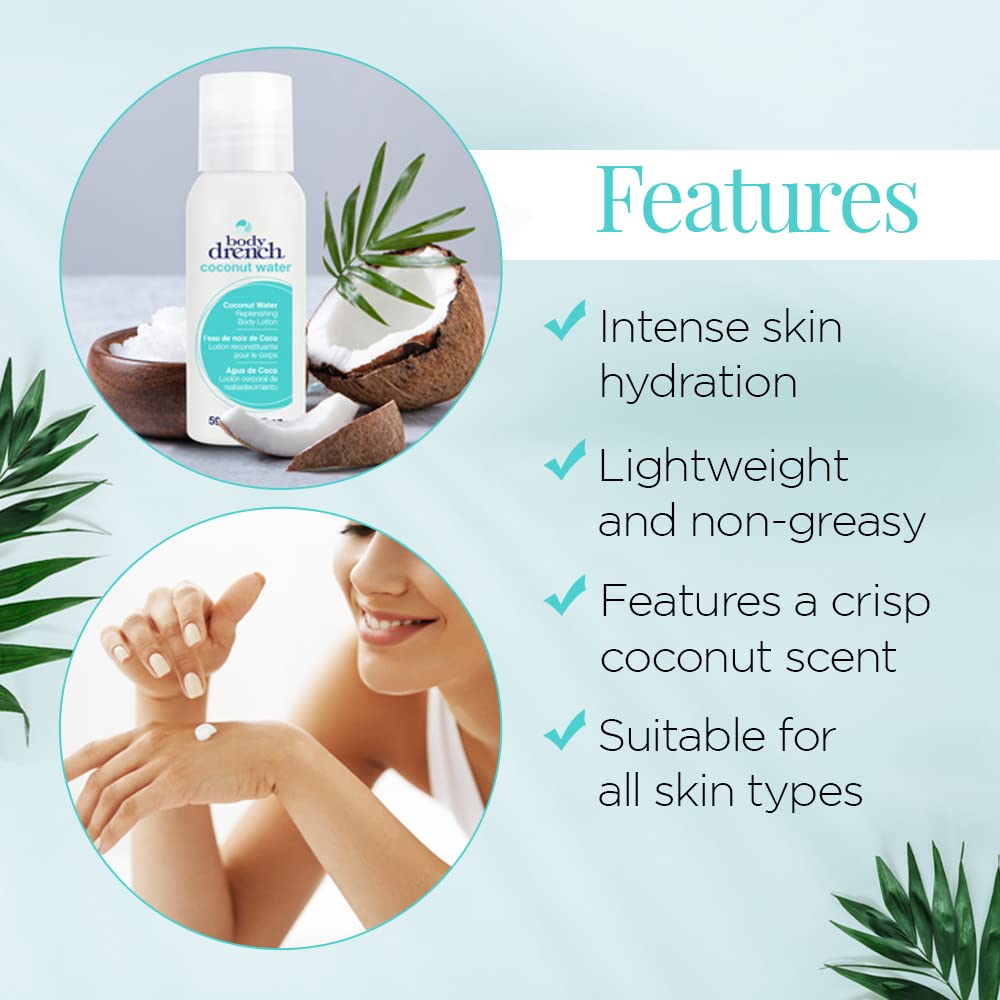 Body Drench Coconut Water Replenishing Lotion, 2 Fluid Ounce Beauty & Personal Care Body Drench