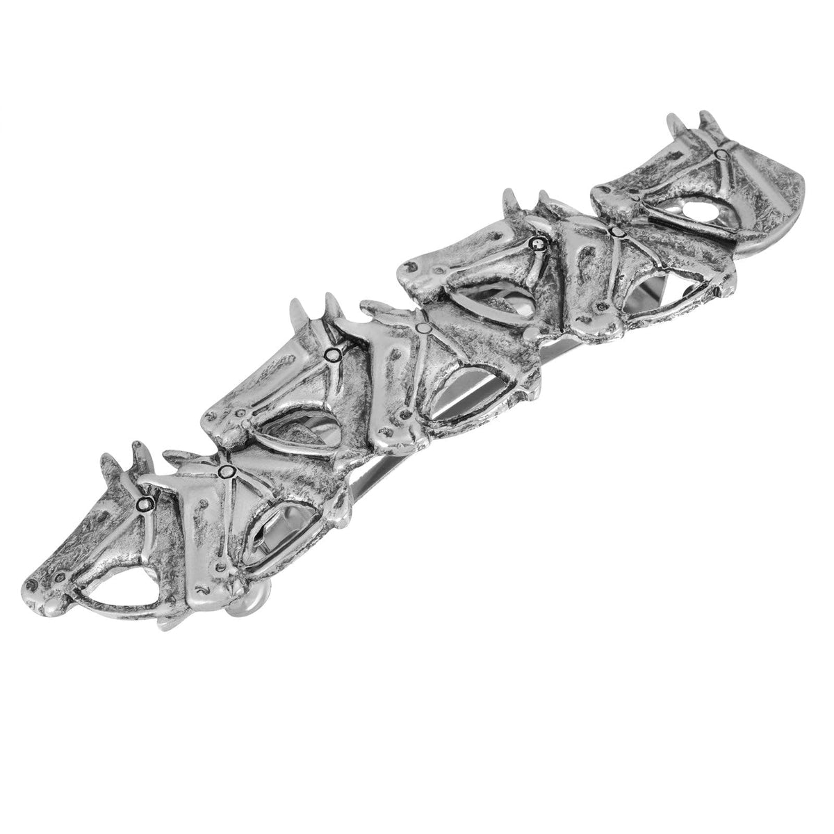 1928 Jewelry Racing Horses Antiqued 2.95 Inch Hair Barrette Clip, (1 Pcs), Equestrian Jewellery For Women