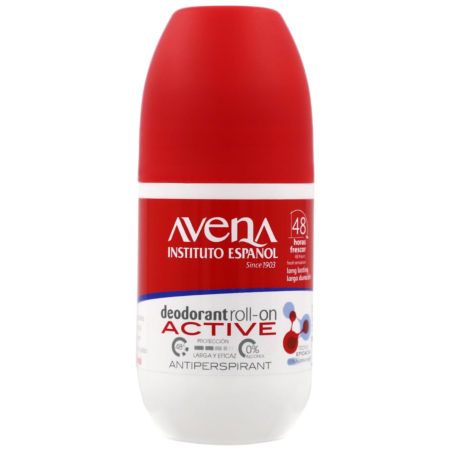 Avena Instituto Espanol Deodorant Roll-On, Active, Long-Lasting, Non-Alcohol, 2-Pack of 2.53 FL Oz each, 2 Bottles Beauty and Personal Care Avena Instituto Espanol