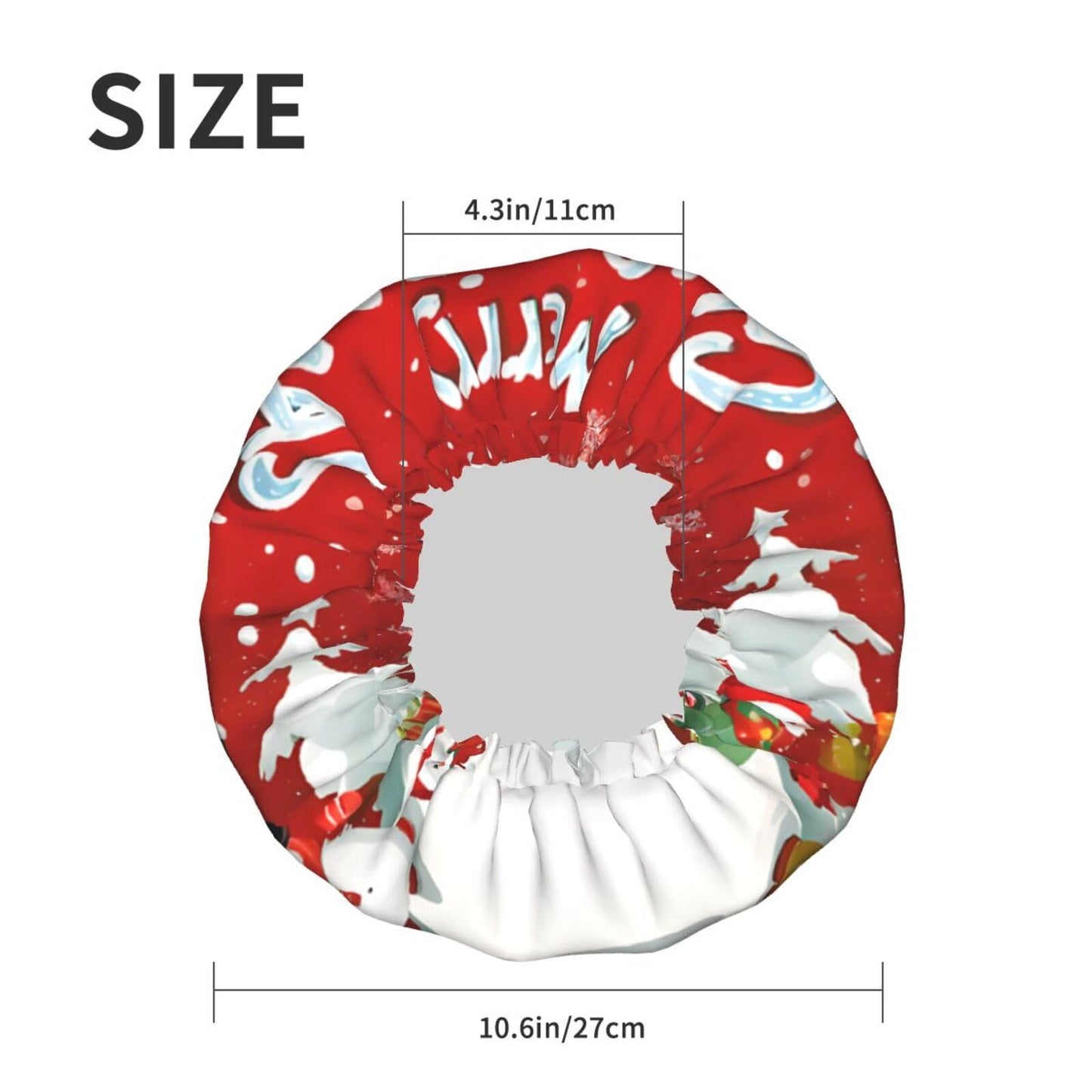 Merry Christmas Printed Double Layer Lined Shower Cap,Shower Caps For Women Reusable Beauty and Personal Care BEIVGOXL
