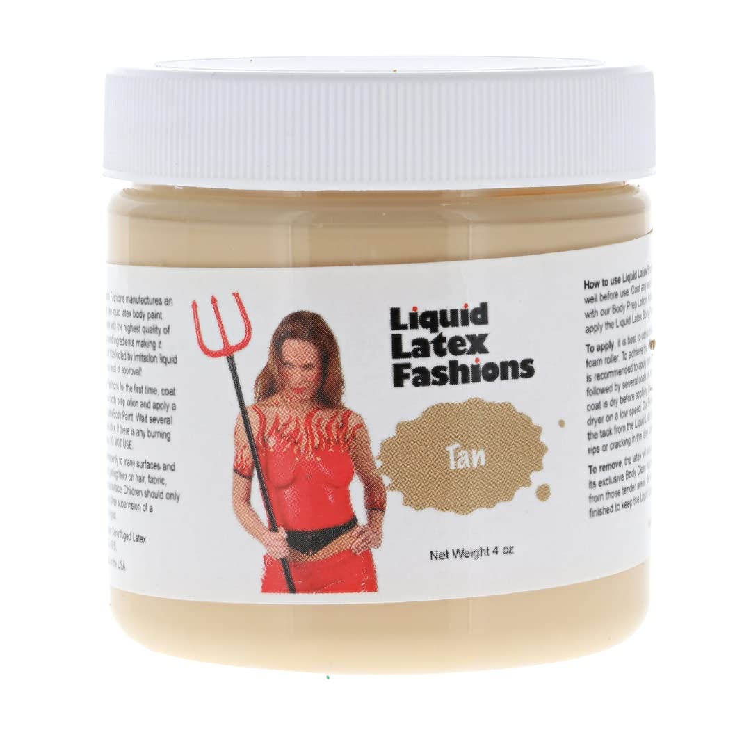 Tan 4 Oz - Liquid Latex Body Paint, Ammonia Free No Odor, Easy On and Off, Cosplay Makeup, Creates Professional Monster, Zombie Arts Beauty & Personal Care Liquid Latex Fashions