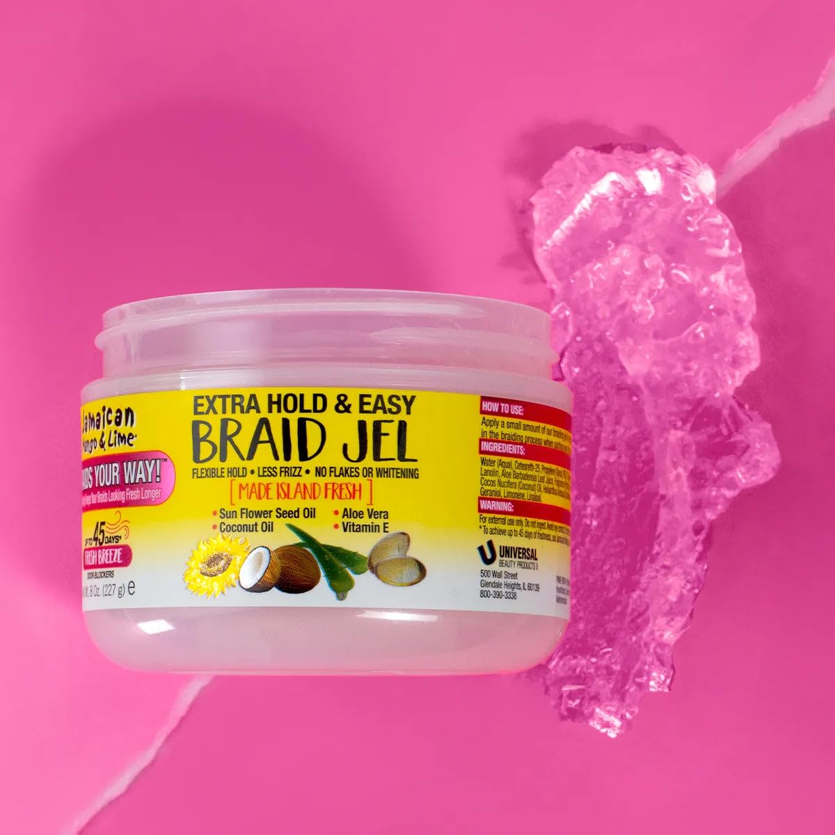 Jamaican Mango & Lime Braids Your Way Extra Hold & Easy Braid Jel - Non-Flaking Gel for Braids, Twists & Locs - Smooths Edges, Controls Frizz, Adds Beauty & Personal Care Jamaican Mango & Lime