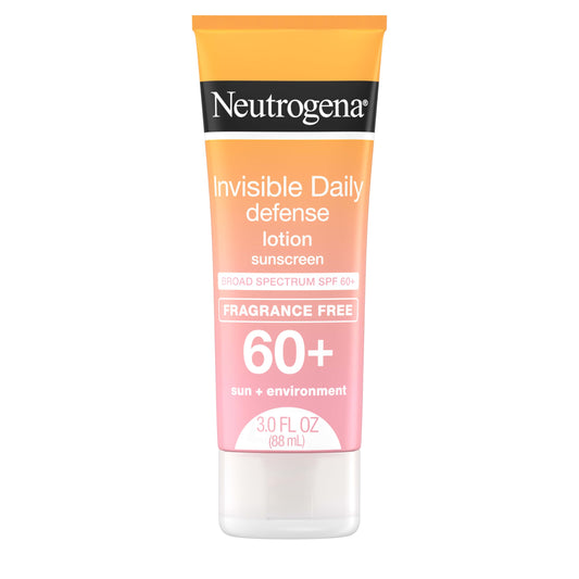 Neutrogena Invisible Daily Defense Fragrance-Free Sunscreen Lotion, Broad Spectrum SPF 60+, Oxybenzone-Free & Water-Resistant, Sun & Environmental Beauty & Personal Care Neutrogena