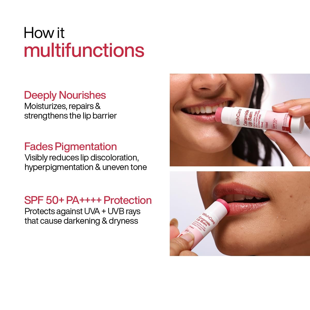 WishCare Tinted Lip Balm with SPF 50 PA+++ - Enriched with Niacinamide, For Women, 5g Beauty and Personal Care WishCare