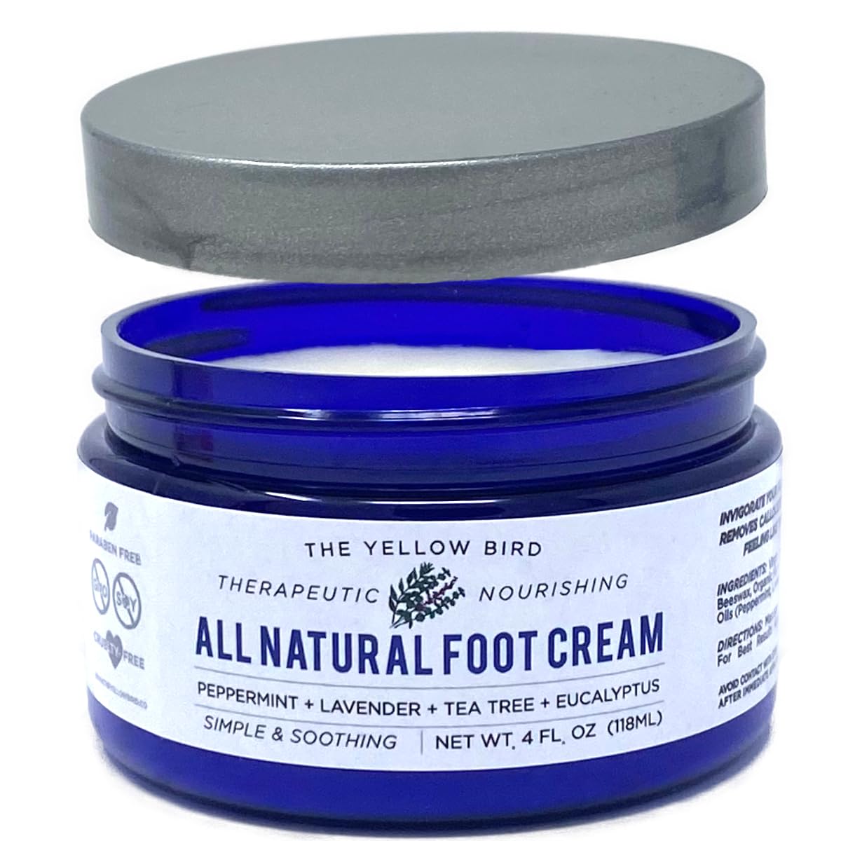 Yellow Bird Natural Tea Tree Foot Cream & Organic Foot Balm for Dry, Cracked Feet & Heels - Peppermint Moisturizer for Athlete’s Foot Relief Beauty & Personal Care The Yellow Bird