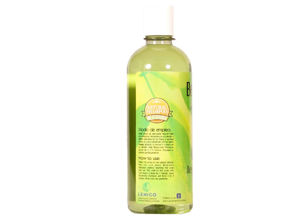 Lenico Bergamot Shampoo 500ml, Shampoo de Bergamota 500ml. Hair Regrowth Shampoo (Two Bottles)