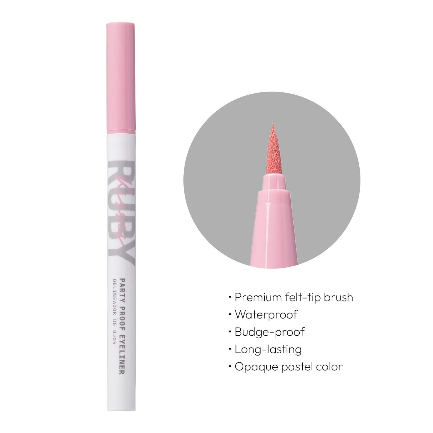Ruby Kisses Party Proof Eyeliner, Pastel Colors Premium Felt-tip Waterproof Long-lasting Eyeliner (Pink Smoothie) Beauty & Personal Care Ruby Kisses