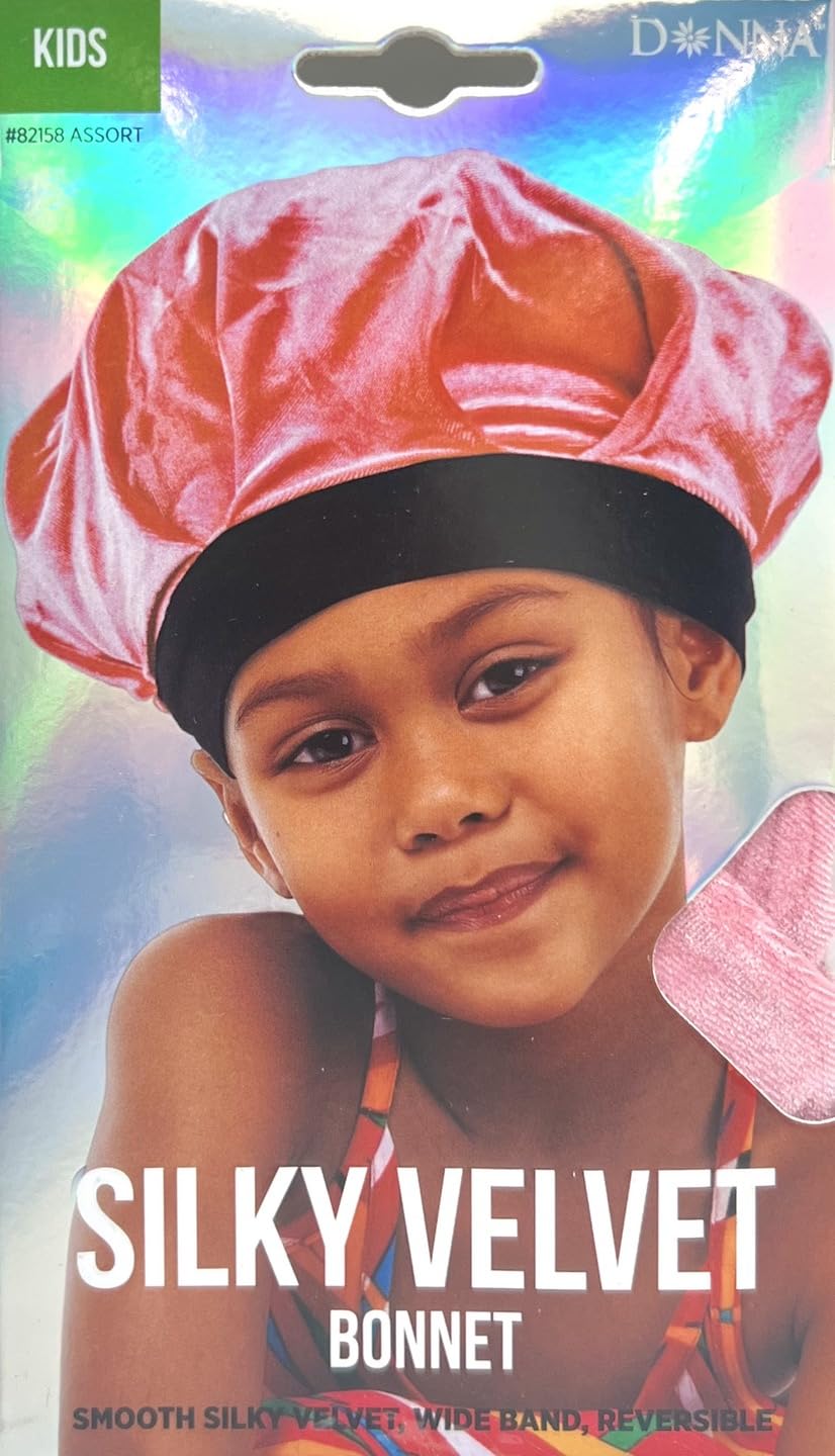 DONNA Kids Silky Velvet Bonnet, Shower Cap for Girl and Kids Wide Band, Reversible, Bonnet for Girls, 1pc PINK COLOR Beauty and Personal Care DONNA