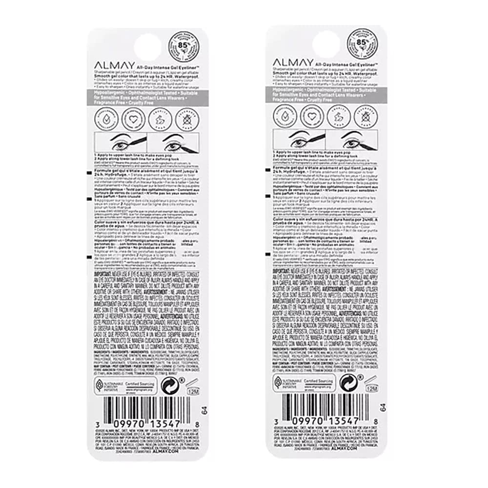 Pack of 2 Almay All-Day Intense Gel Eyeliner, Nocturnal Navy 120