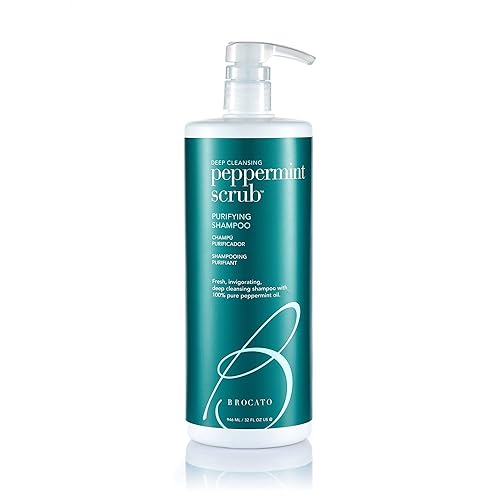 Brocato Peppermint Scrub Purifying Shampoo, Deep Cleansing, 32 Oz. | Fresh, Invigorating, & Lightweight with Pure Peppermint Oil | Ideal for Oily Beauty & Personal Care Brocato