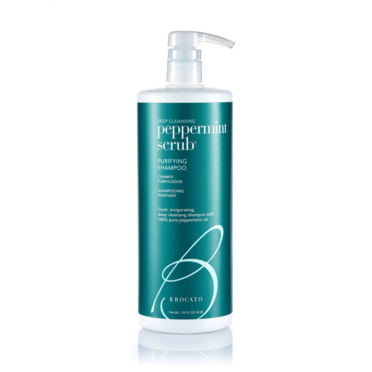 Brocato Peppermint Scrub Purifying Shampoo, Deep Cleansing, 32 Oz. | Fresh, Invigorating, & Lightweight with Pure Peppermint Oil | Ideal for Oily Beauty & Personal Care Brocato