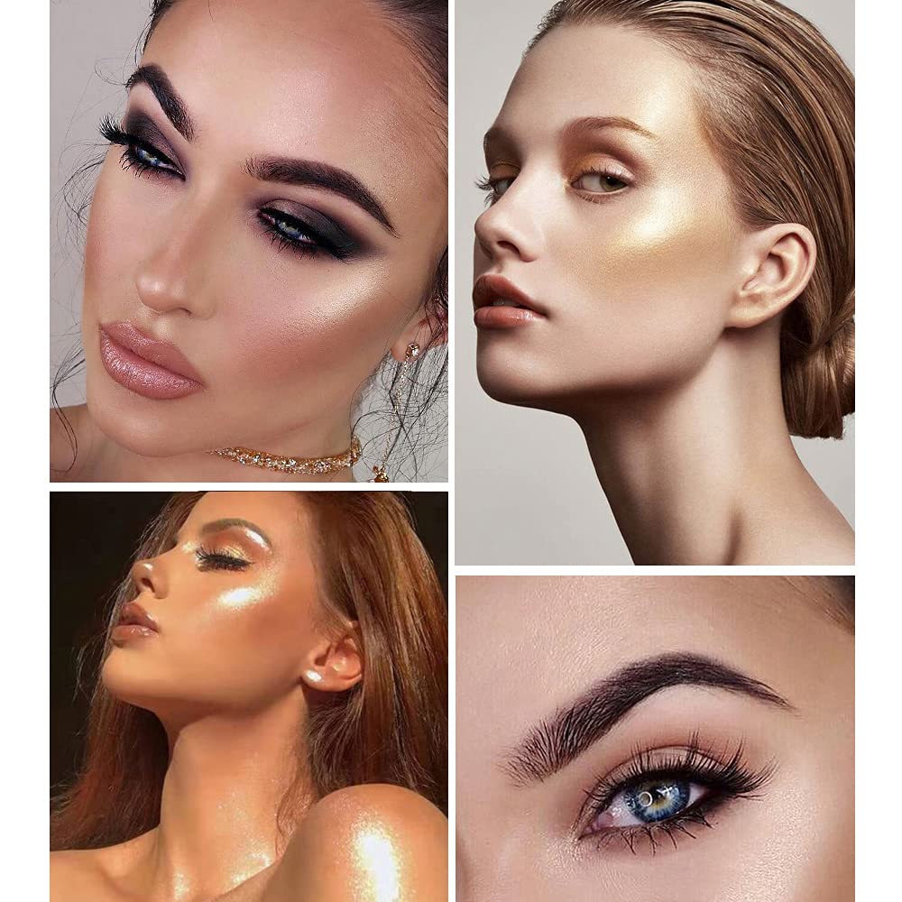 AKARY Face Glitter Blush Pink Shimmer Highlighter Blusher Powder Makeup Cosmetics Facial Contour Corrector Shine Rouge (#01 Pearl White) Beauty & Personal Care AKARY