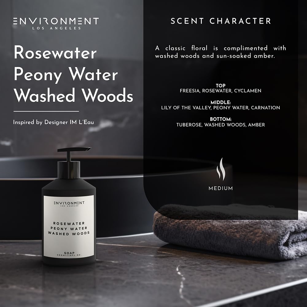 ENVIRONMENT Inspired by Designer Perfume IM L'Eau Hand Soap, 300ml Luxury Liquid Hand Soap (Rosewater | Peony Water | Washed Woods) Home Essentials Beauty & Personal Care ENVIRONMENT