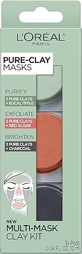 L'Oréal Paris Skincare Pure-Clay Face Mask Trial Size Set, Includes 3 Different Face Masks Made With Charcoal, Red Algae and Eucalyptus, Set Beauty & Personal Care L'Oreal Paris