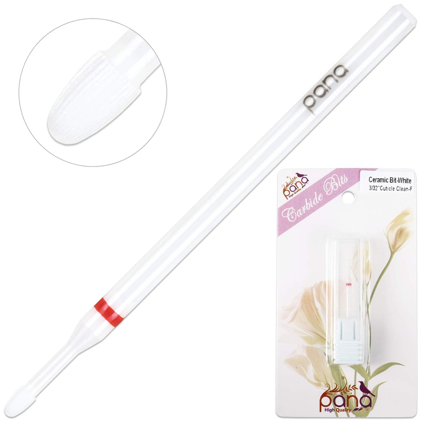 PANA 3/32" Cuticle Clean White Ceramic Nail Carbide Bit (Grit: Fine - F) Beauty & Personal Care PANA