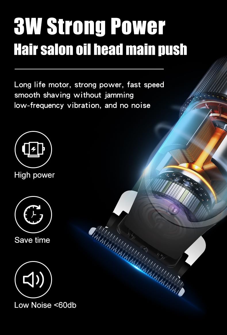 GLESVOWIO Cordless Hair Clipper Kit with LED Display 4 Guide Combs Rechargeable Multifunctional Beard/Hair Trimmer for Family Electric Shaving Oil Beauty and Personal Care GLESVOWIO