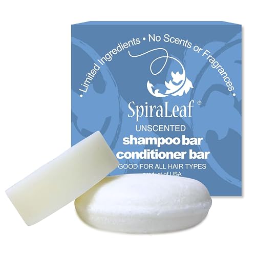 SPIRALEAF Solid Shampoo Bar & Conditioner Bar Set, UNSCENTED, Limited Ingredients, Concentrated Formula, Fragrance-Free, Dye-Free, Premium Hair Care Beauty & Personal Care Spiraleaf