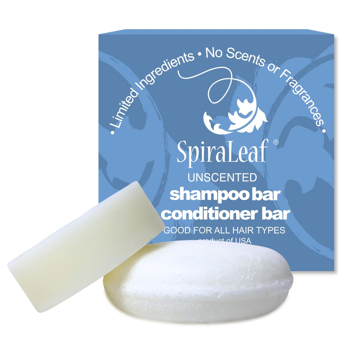 SPIRALEAF Solid Shampoo Bar & Conditioner Bar Set, UNSCENTED, Limited Ingredients, Concentrated Formula, Fragrance-Free, Dye-Free, Premium Hair Care Beauty & Personal Care Spiraleaf