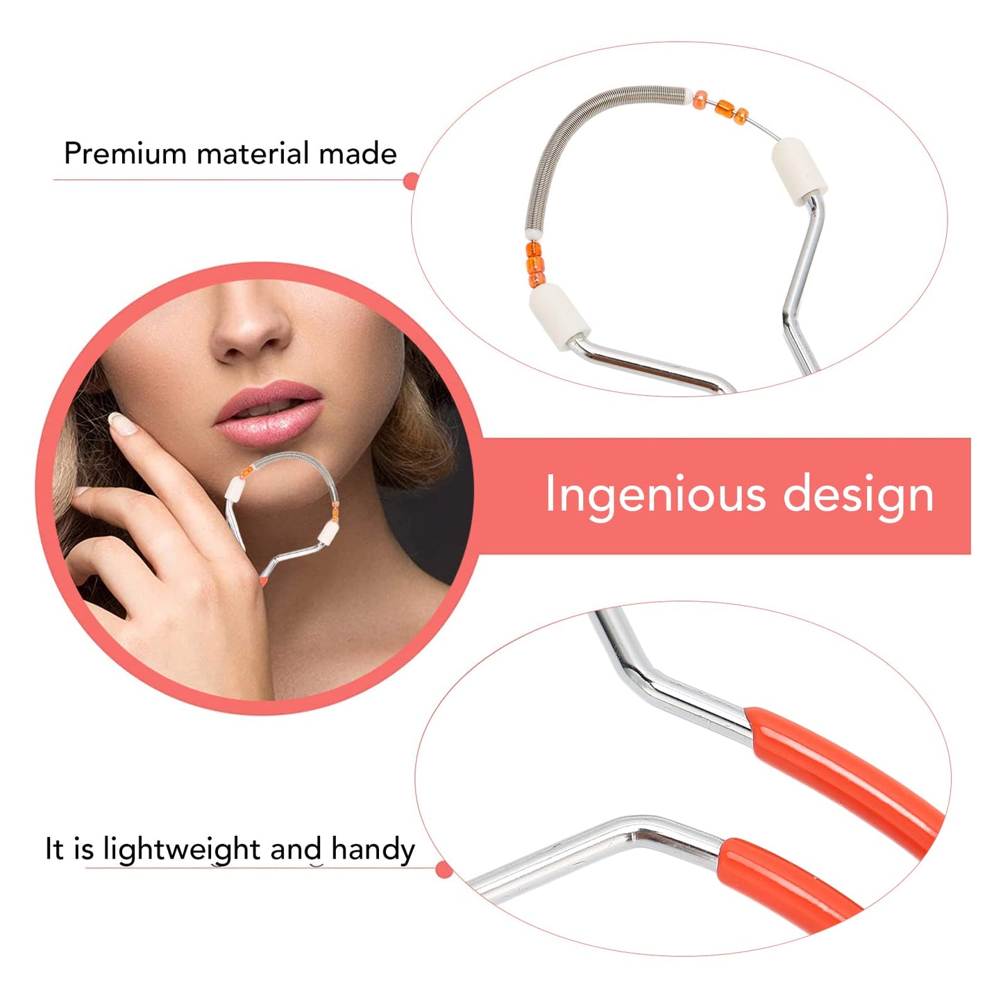 3pcs Spring Facial Hair Remover, Women Threading Epilator Portable Face Shaver for Face Lip Hair Removal Beauty and Personal Care Agatige