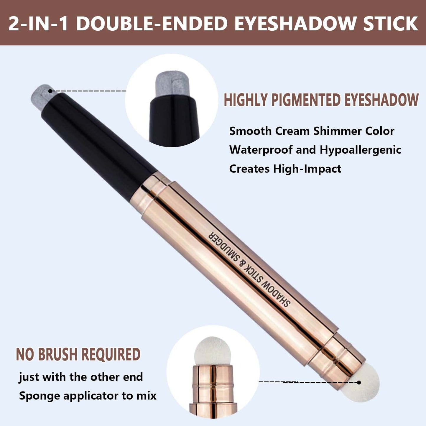 Silver Smokey Grey Gray Eyeshadow Stick, Cream Smooth Single Shimmer Eyeshadow Pencil, Hypoallergenic Waterproof Long Lasting Multi-Dimensional Eye Beauty & Personal Care MAY FOLTREN