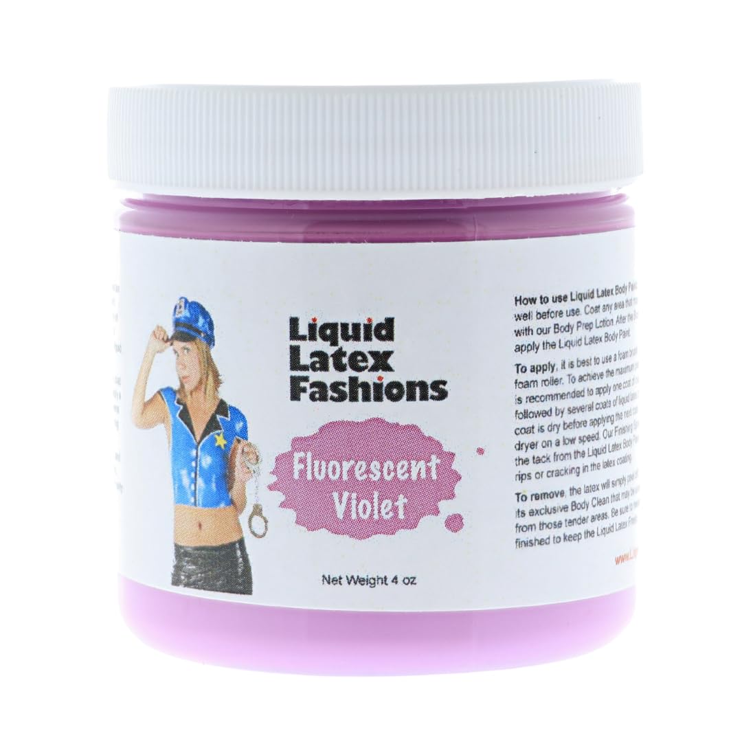 Fluorescent Violet 4 Oz - Face and Body Paint Black Light UV Reactive, Halloween Latex Full Body Paint for Adults and Kids, Ideal for Art, Parties Beauty & Personal Care Liquid Latex Fashions