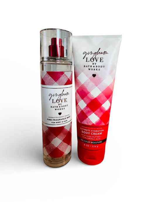 Bath & Body Works - Gingham Love - Unisex 2 pc Bundle - Fine Fragrance Mist & Ultimate Hydration Body Cream - 2022 Beauty and Personal Care Bath & Body Works