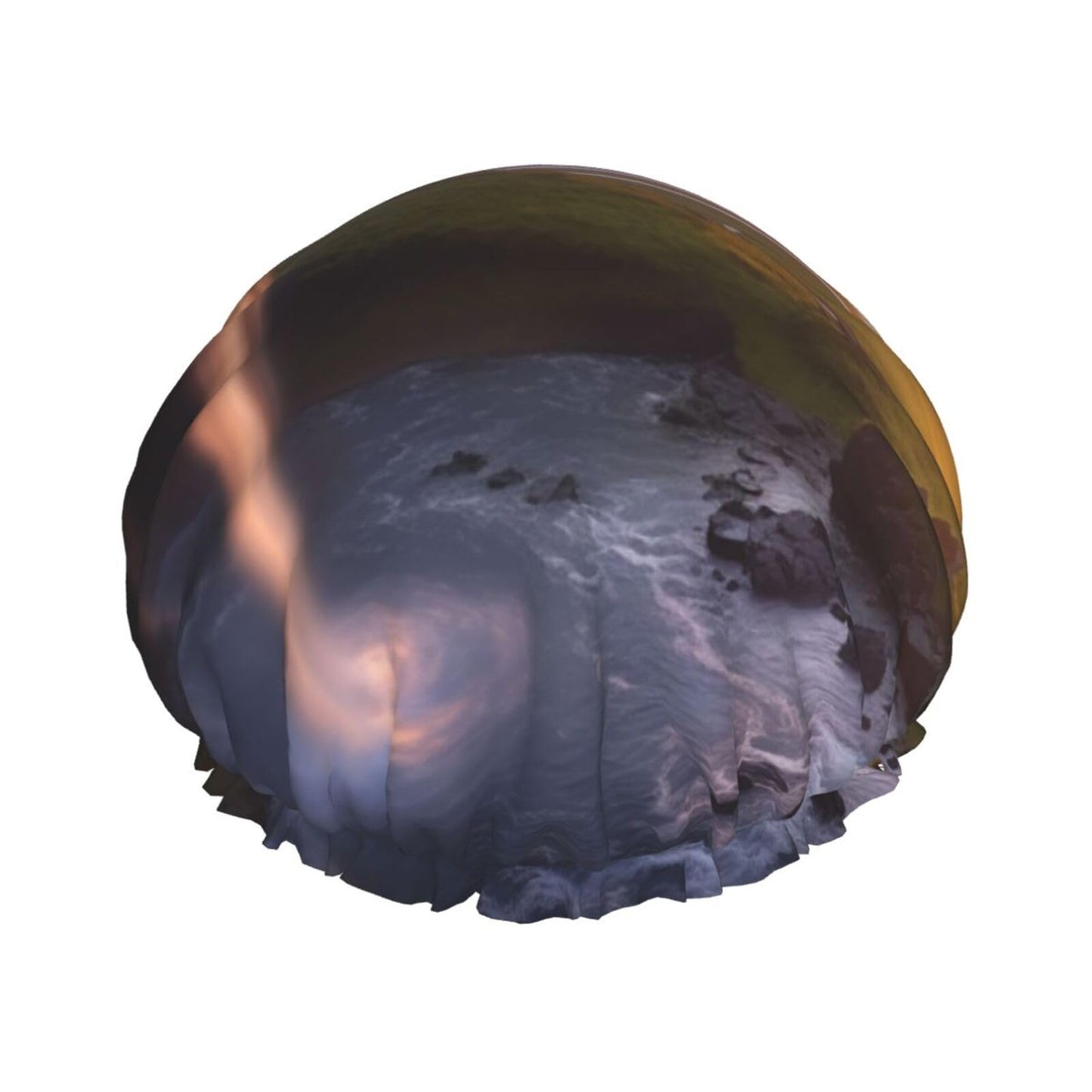 Waterfall at Sunset Shower Cap for Women Men Large Reusable Shower Bonnet Double-Layer Waterproof Bath Caps Elastic Band Hair Hat for All Hairstyles Beauty and Personal Care BWLHJKE